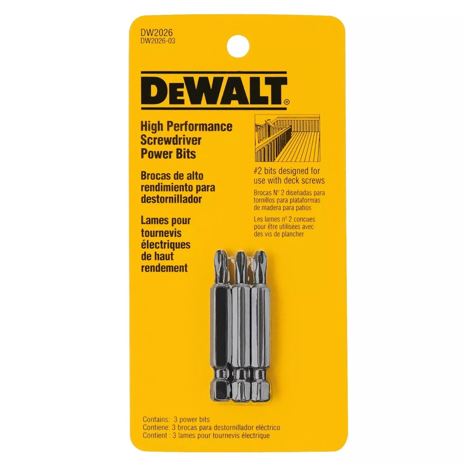#2 Industrial Deck Power Bits, 3-Pk.