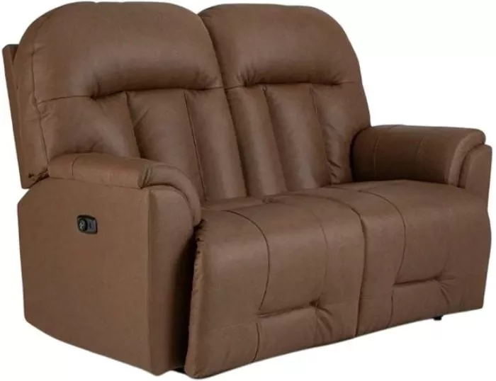 Best Home Furnishings Customizable Suitably Leather Power Reclining Space Saver Console Loveseat with Tilt Headrest