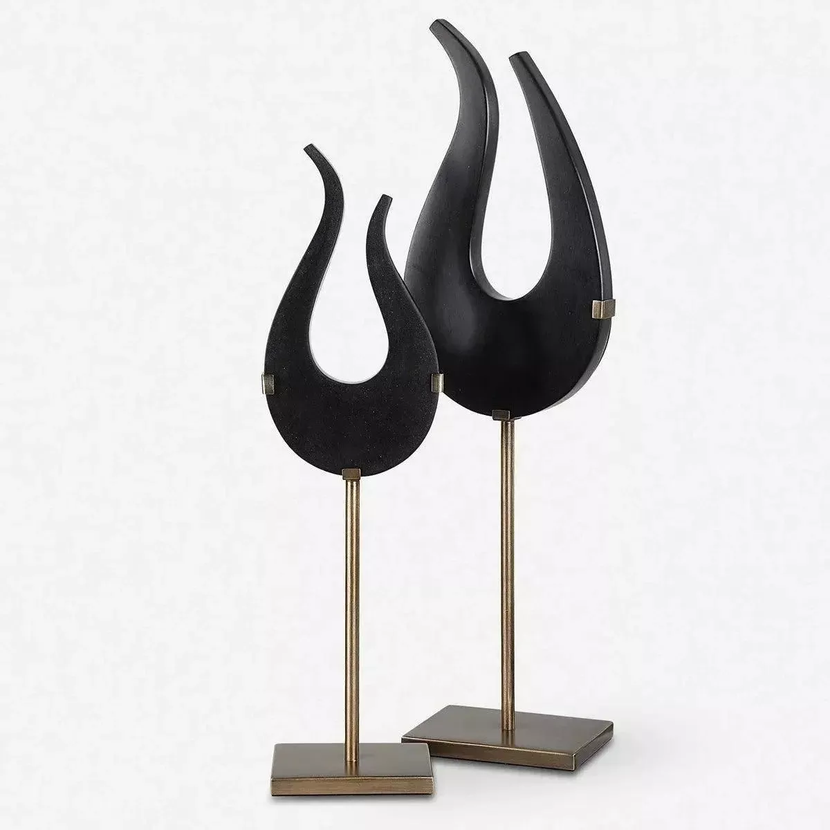 Black Flame Sculptures - Set of 2