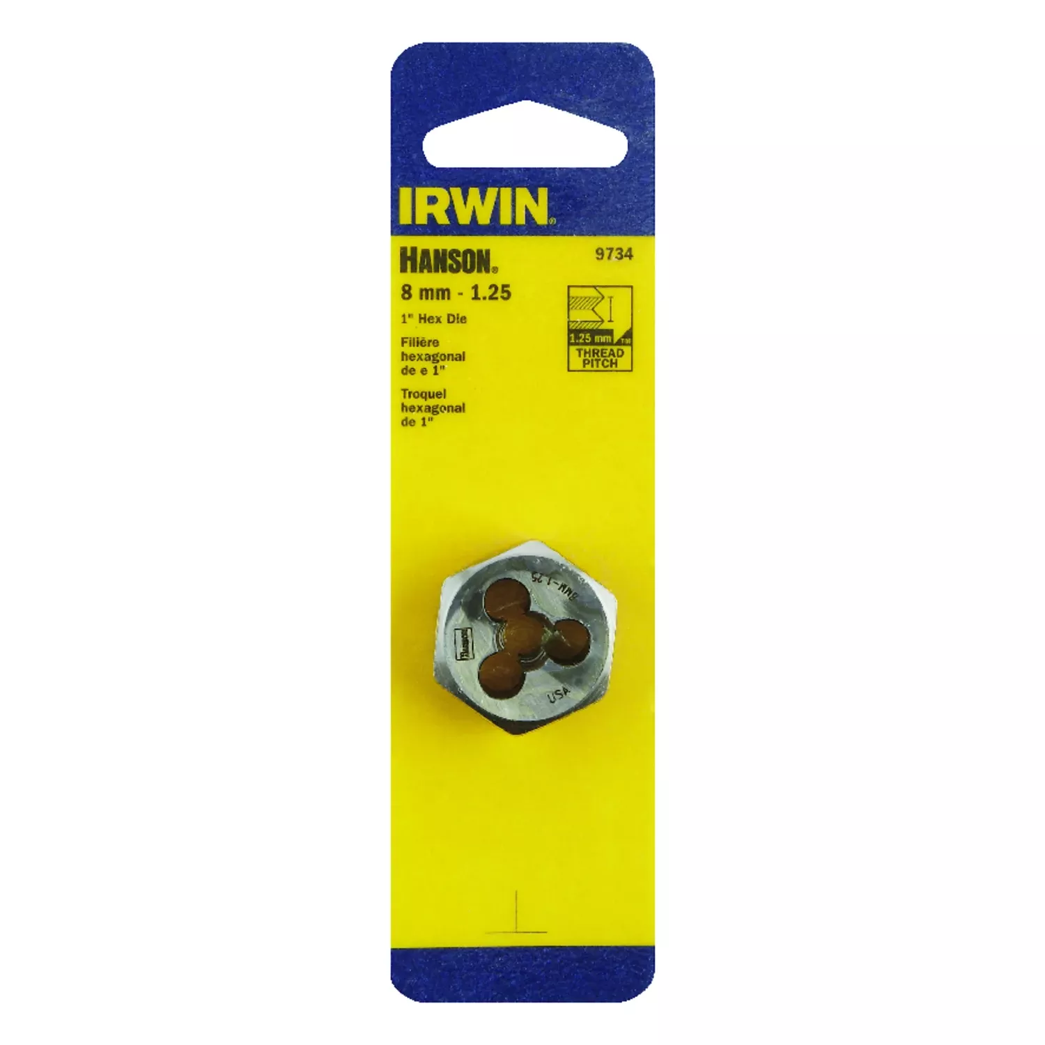 Hanson Metric Hexagon Die, 8mm X 1.25
