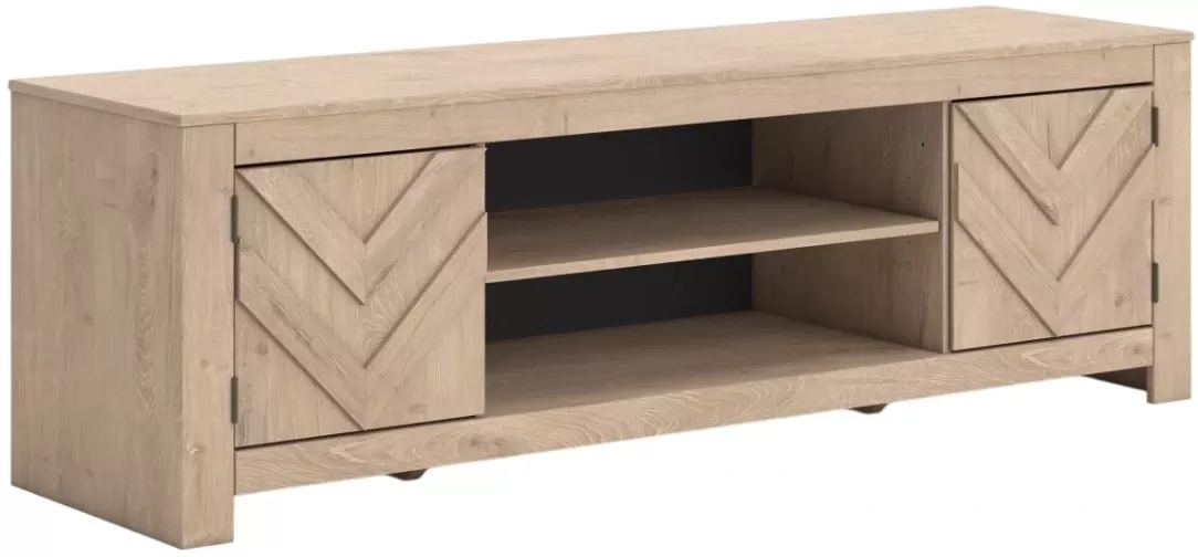 Signature Design by Ashley Cayboni Tan LG TV Stand with Fireplace Option