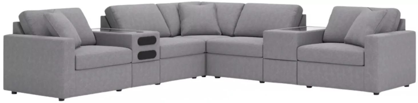 Signature Design by Ashley Modmax 7-Piece GraniteL-Shape Balanced Sectional with Audio and Storage Consoles