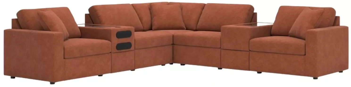 Signature Design by Ashley Modmax 7-Piece Spice Balanced Sectional with Audio and Storage Consoles