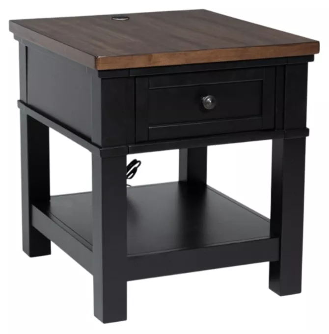 Signature Design by Ashley Wildenauer Brown End Table with Black Base