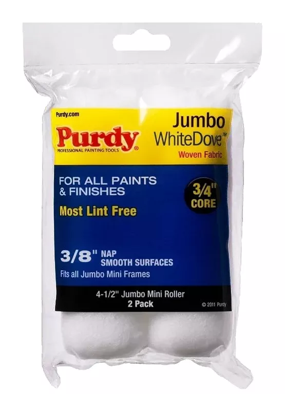 White Dove Jumbo Mini Paint Roller Cover, 4-1/2 X 3/8 In. Nap, 2-Pk.